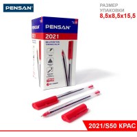Ручка PENSAN TRIANGULAR medium, шариковая, КРАСНАЯ, матовый корпус, 1 мм