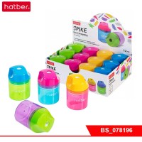 Точилка Hatber SPIKE Пластиковая Цветная с контейнером-Ассорти- 4 цв. 12шт.