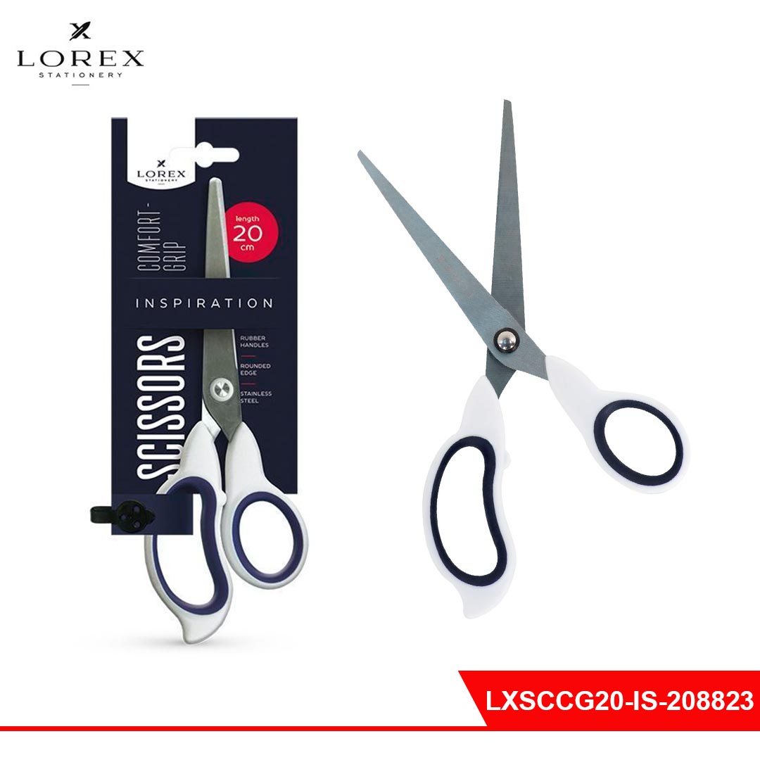 Ножницы LOREX COMFORT-GRIP INSPIRATION 200 мм бело-синий эргоном. ручки пластиковые с резин. вставка