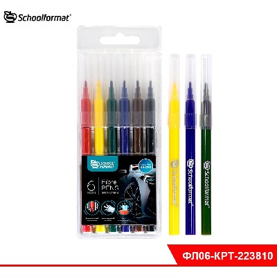 Фломастеры Schoolformat КРУТЫЕ ТАЧКИ классические 6 цв. кругл. корп. стандартные круглая карт. упак.