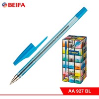 Ручка BEIFA шариковая, синяя, с металлическим након.