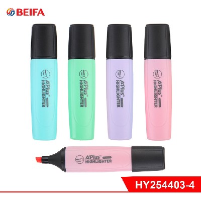 Набор текстмаркеров ПАСТЕЛЬ  4цв. ПРЕМИУМ КЛАССА  А+ BEIFA (желтый, сиреневый, розовый, салатов.)