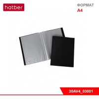 Папка Пластиковая Hatber, 30 вкладышей, формат А4, корешок 17 мм, LINE, 500 мкм, «Чёрная»