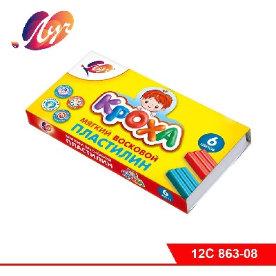 Пластилин мягкий восковой «Кроха», 6 цветов