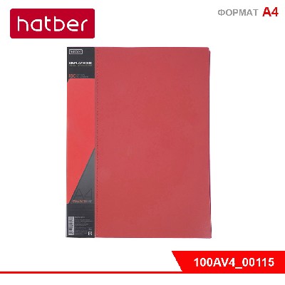 Папка Пластиковая Hatber 100 вкладышей А4ф корешок 40 мм STANDARD Красная