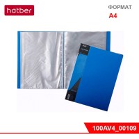 Папка Пластиковая Hatber 100 вкладышей А4ф корешок 40 мм STANDARD Синяя