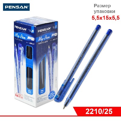 Ручка PENSAN MY-PEN Vision, шариковая, СИНЯЯ, матовый корпус, 1 мм