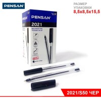 Ручка PENSAN TRIANGULAR medium, шариковая, ЧЁРНАЯ, матовый корпус, 1 мм
