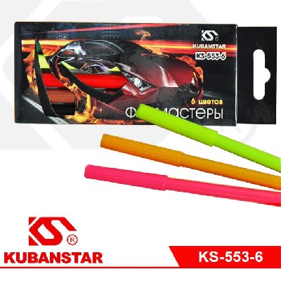 Фломастеры 6 цветов в картонной упаковке (в ассортименте)