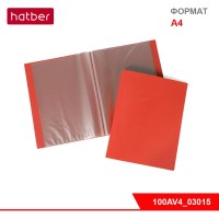 Папка Пластиковая Hatber 100 вкладышей А4ф корешок 40 мм LINE Красная