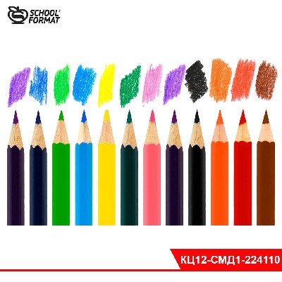 Набор цветн. каранд Schoolformat SMART DINO 12 цв. дерев. шестигран. корп.