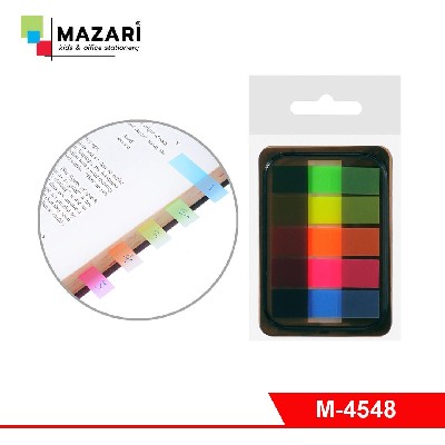 Набор закладок с клеевым краем 5 блоков 44х12 мм по 20 листов, флоуресцентные