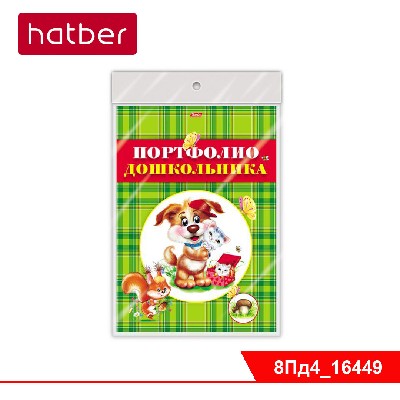 Портфолио для дошкольников 8л А4ф картон «Лохматики», в пакете с европодвесом