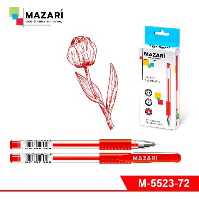 Ручка гелевая DENISE, КРАСНАЯ, пулевидный пишущий узел 0,5 мм, корпус пластиковый прозрачный