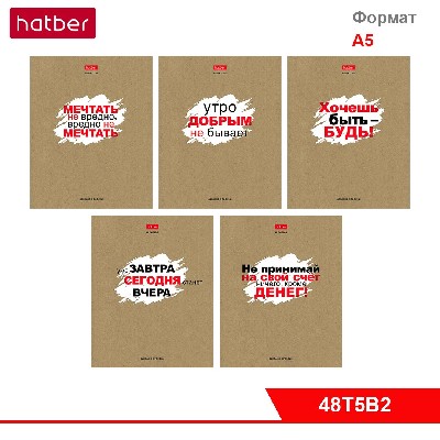 Тетрадь 48л А5ф ЛИНИЯ 65г/кв.м на скобе КРАФТ  5 диз.в блоке скругл.углы серия -Истинные истины-