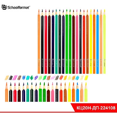 Набор цветн. каранд Schoolformat ДИКАЯ ПЛАНЕТА 20 цв. дерев. трехгран. корп. карт. уп. супермягк. гр