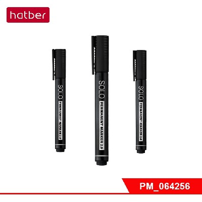 Маркер перманентный Hatber Solo, закругленный пишущий узел, толщ. линии 2мм Черный 12шт. в картонной
