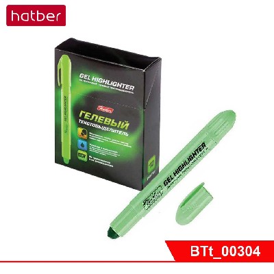 Текстовыделитель Hatber Гелевый, зелёный, флуоресцентные чернила, круглый корпус