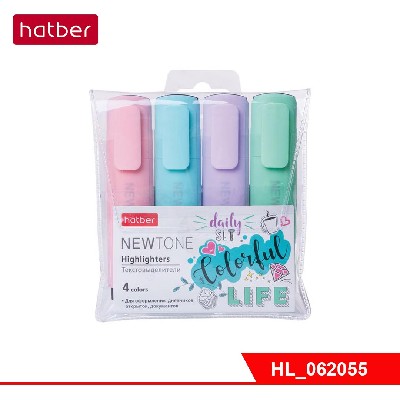 Набор текстовыделителей Hatber NEWtone PASTEL 4 цв. клиновидный пишущий узел в прозрачном ПВХ-боксе