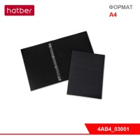 Папка Пластиковая Hatber на 4-х кольцах А4ф корешок 25 мм LINE 500мкм- Черная
