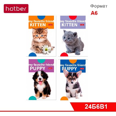 Блокнот 24л А6ф клетка, на скобе, обл. мелованная бумага, ламинация, серия «Наши друзья»