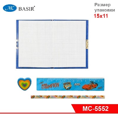 Набор на блистере "МАШИНЫ", блокнот+линейка+карандаш ч/г+ластик