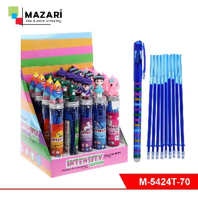 Ручка гелевая со стираемыми чернилами INTENSITY CARTOON, СИНЯЯ, +9 стержней, игольчатый пиш.