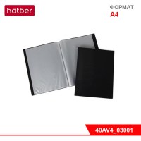 Папка Пластиковая Hatber, 40 вкладышей, формат А4, корешок 21 мм, LINE, 500 мкм «Чёрная»