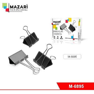 Зажимы для бумаг, 19 мм, ЧЕРНЫЕ, металлические