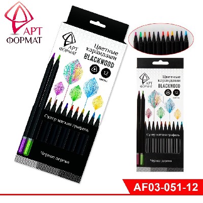 Набор цветн. каранд АРТформат Blackwood 12 цв. супер мягкий грифель трехгранные черное дерево