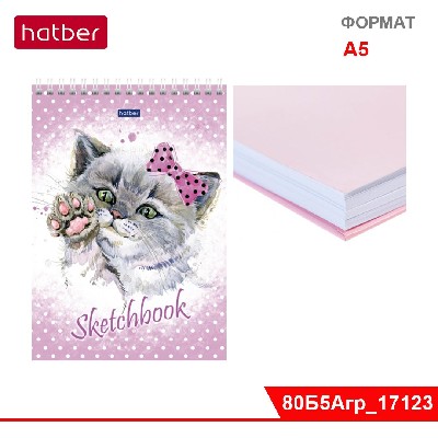 Блокнот SketchBook 80л А5ф 100гр/кв.м без линовки Твердая подложка на гребне-Цап-Царап