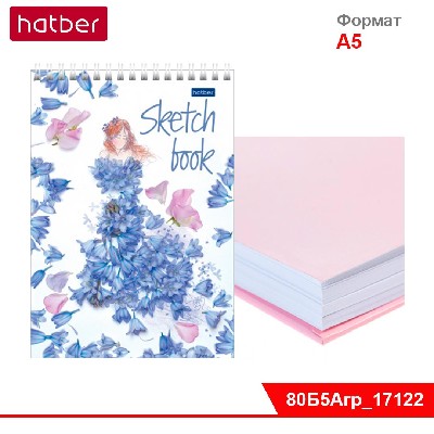 Блокнот SketchBook 80л А5ф без линовки Твердая подложка на гребне-Танец лепестков-