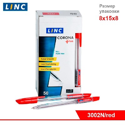 Ручка шарик. CORONA PLUS 0,7 мм КРАСНАЯ прозр. корп.