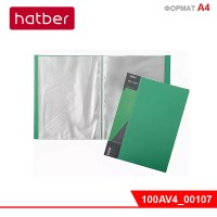 Папка Пластиковая Hatber 100 вкладышей А4ф корешок 40 мм STANDARD Зеленая