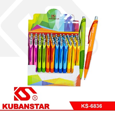 Авторучка с чернилами на масляной основе, 2-цветный корпус с резиновыми вставками