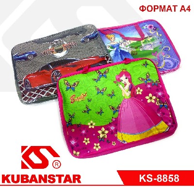 Папка для тетрадей формата А4, пластиковая, на молнии, с ручками