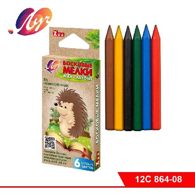 Мелки восковые " ZOO " (шестигранные) 6 цв.