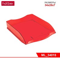Лоток горизонтальный Hatber, 340х280х70 мм, красный тонированный