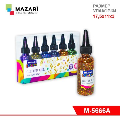 Гель с блёстками, 40 мл,  SPARKLING, 6 цветов, ПВХ-упаковка