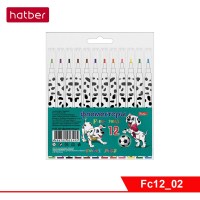 Фломастеры Hatber 12 цв.  корпус с рисунком-Далматинцы- в блистере с европодвесом