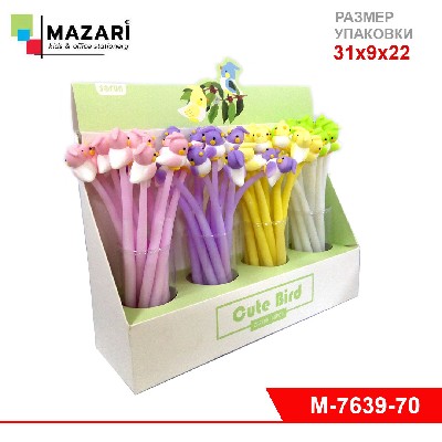 Ручка масляная CUTE BIRD, СИНЯЯ, пулевидный пиш.узел 0.7мм, цветной пластиковый корпус, 4 дизайна