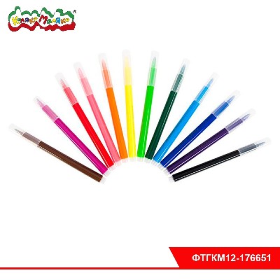 Фломастеры Каляка-Маляка ТРЕХГРАННЫЕ 12 цв. трехгран. корп. легкосмываемые блист. упак.