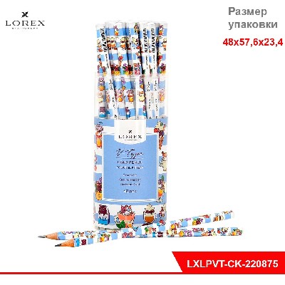 Карандаш чернографит. дерев. LOREX V-TYPE COCTAIL KITTENS НВ заточенный трехгр. тубус принт на корп.