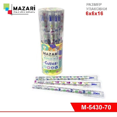 Ручка гелевая со стираемыми чернилами CUTIES, СИНЯЯ, игольчатый пиш. узел 0.5мм, термочувствител