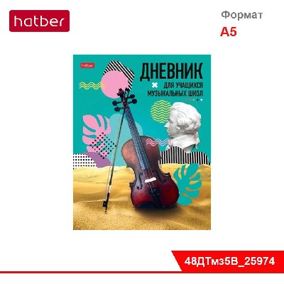 Дневник для музыкальной школы 48л А5ф 2-х цв. блок тв.переплет Со справ.инф-Музыка в сердце-