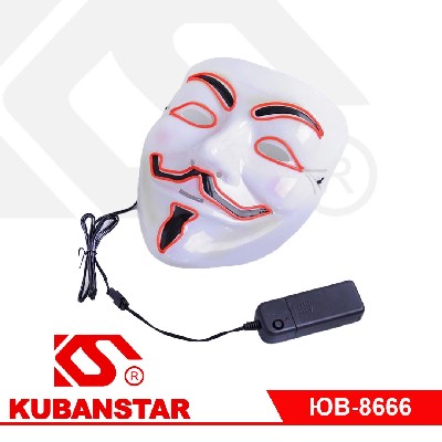 Маска карнавальная АНОНИМУС белая светящаяся