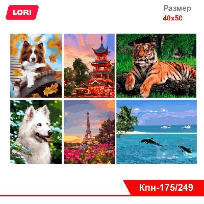 Картина по номерам 40х50см в ассортименте 25 видов