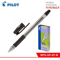 Ручка шариковая масляная с грипом PILOT BPS-GP, ЧЕРНАЯ, корпус прозрач., 0,5мм,линия 0,25мм