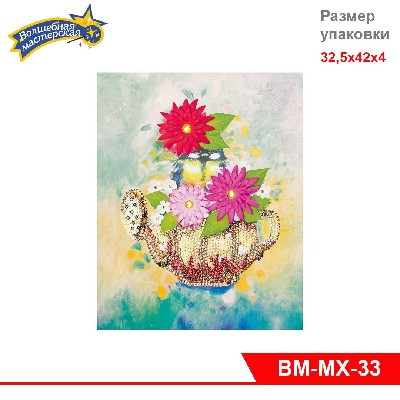 Мозаика из пайеток на холсте "Чаепитие"