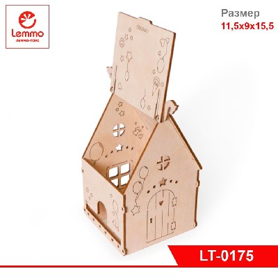 Модель из дерева Домик подарочный, 12 деталей, размер 115х90х155 мм.